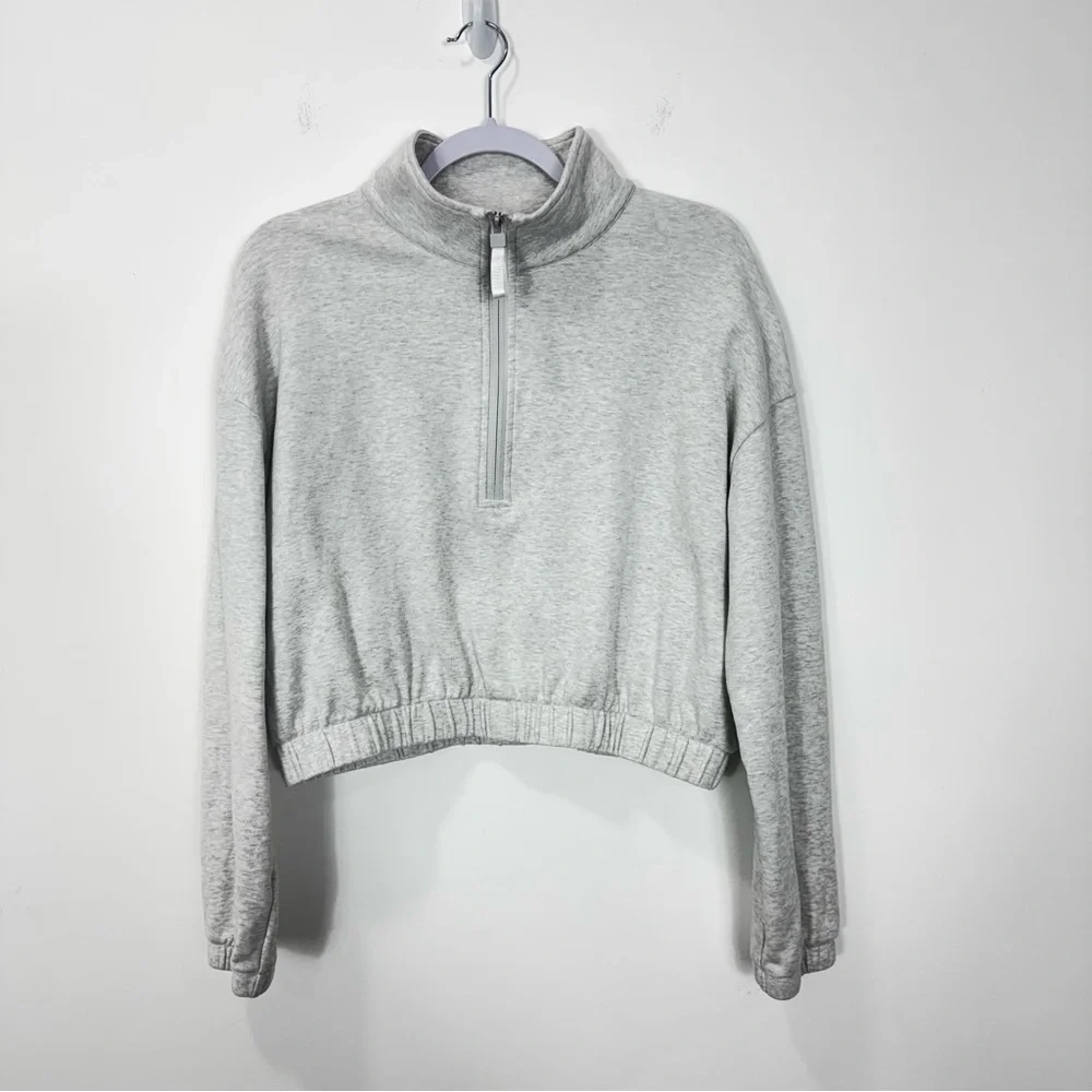 Ptula Mara Scrunch Half-Zip Sweatshirt Light Grey Size Large